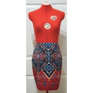 Mixed Materials Pencil Skirt
